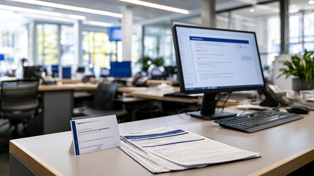 Nevada notary application paperwork and licensing documents prepared for review during the commissioning process.